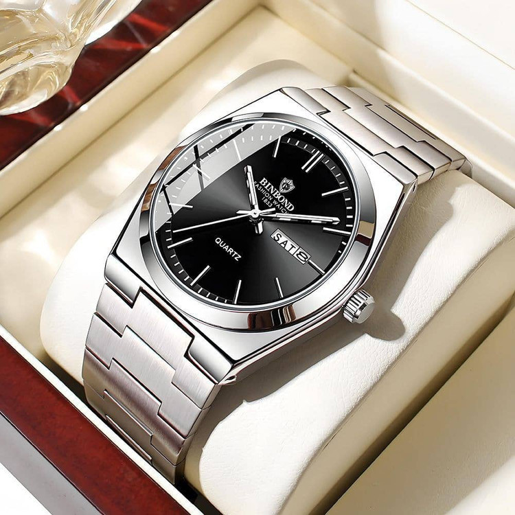 ساعت مچی مردانه بین باند اورحینال دوتقویم شب نما رنگ ثابت ضد اب BIN BOND