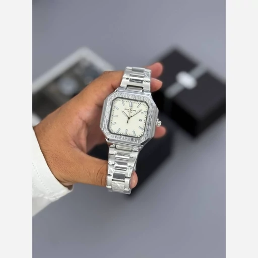 ساعت مچی مردانه پتک فیلیپ کوبیتوس مربع شب نما رنگ ثابت قفل مخفی PATEK PHILIPE