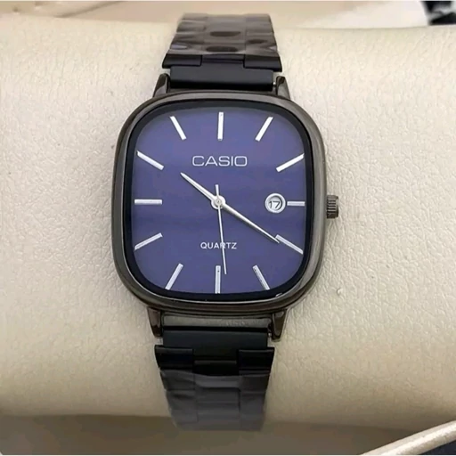 ساعت مچی مردانه کاسیوcasio موتور ژاپن صفحه مربعی بند مشگی وشیک ضد آب