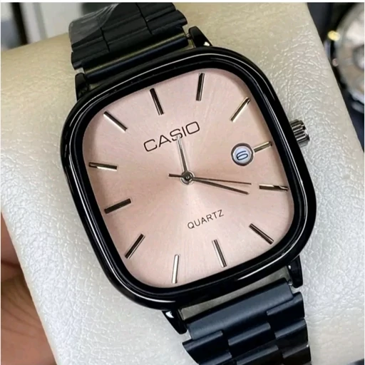 ساعت مچی مردانه کاسیوcasio موتور ژاپن صفحه مربعی بند مشگی وشیک ضد آب