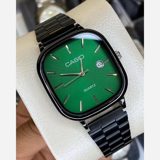 ساعت مچی مردانه کاسیوcasio موتور ژاپن صفحه مربعی بند مشگی وشیک ضد آب