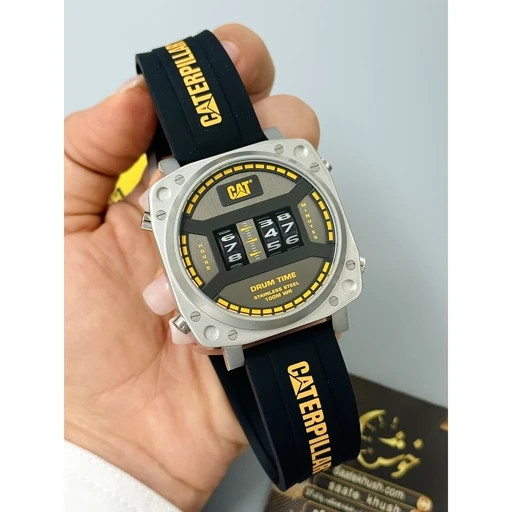 ساعت مچی مردانه اورجینال کترپیلار میتوا ژاپن مدل غلطکی بند سیلیکون اصلی رنگ ثابت ضداب کیفیت اورجینال
